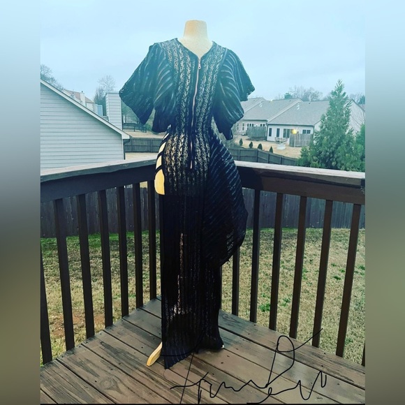 Black Lace Gown size medium 6/8 Fancy By Francesca Watson Designer sample sale - Picture 7 of 10